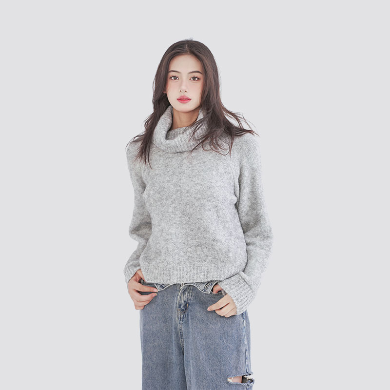 kort turtleneck Fluffig modetröja